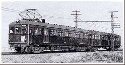 原型を保っていた頃のモ6601。モ6601形は両運転台で阿部野橋側が非貫通でした。1953(昭和28)年頃